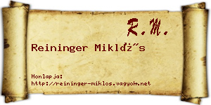 Reininger Miklós névjegykártya